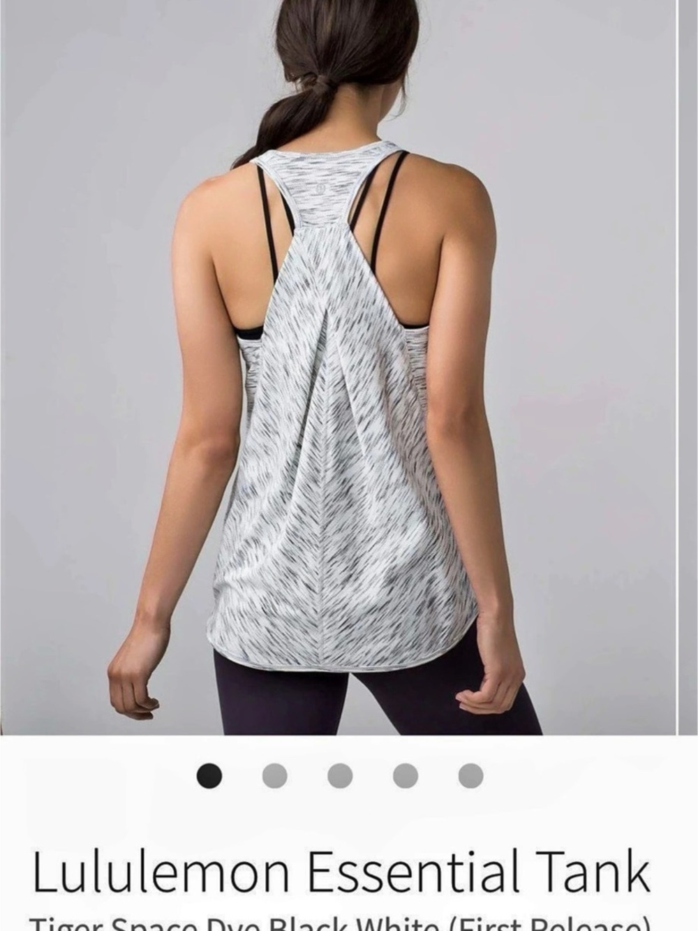 Lululemon Essential Tank Racerback Tank in White & Black Size 8 Like New